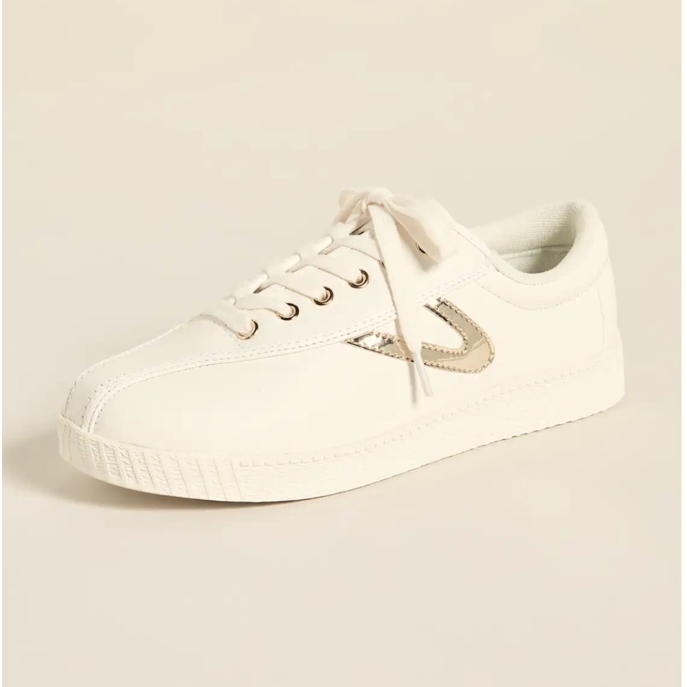 Tretorn. Nylite Plus Leather Sneakers — White/Light Gold